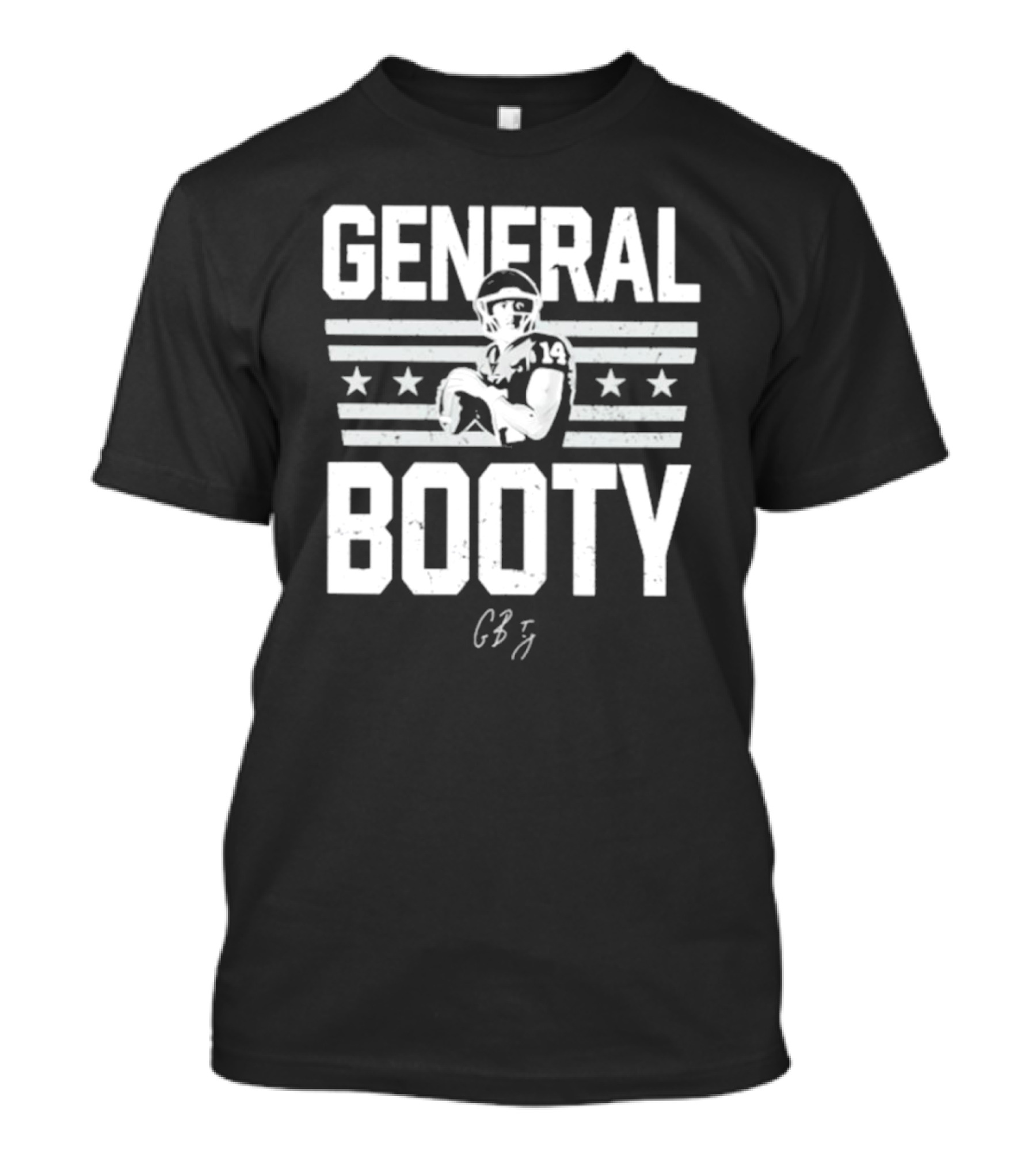 General Booty Oklahoma Football Stars Stripes Quarterback 14 CB Signature T-Shirt