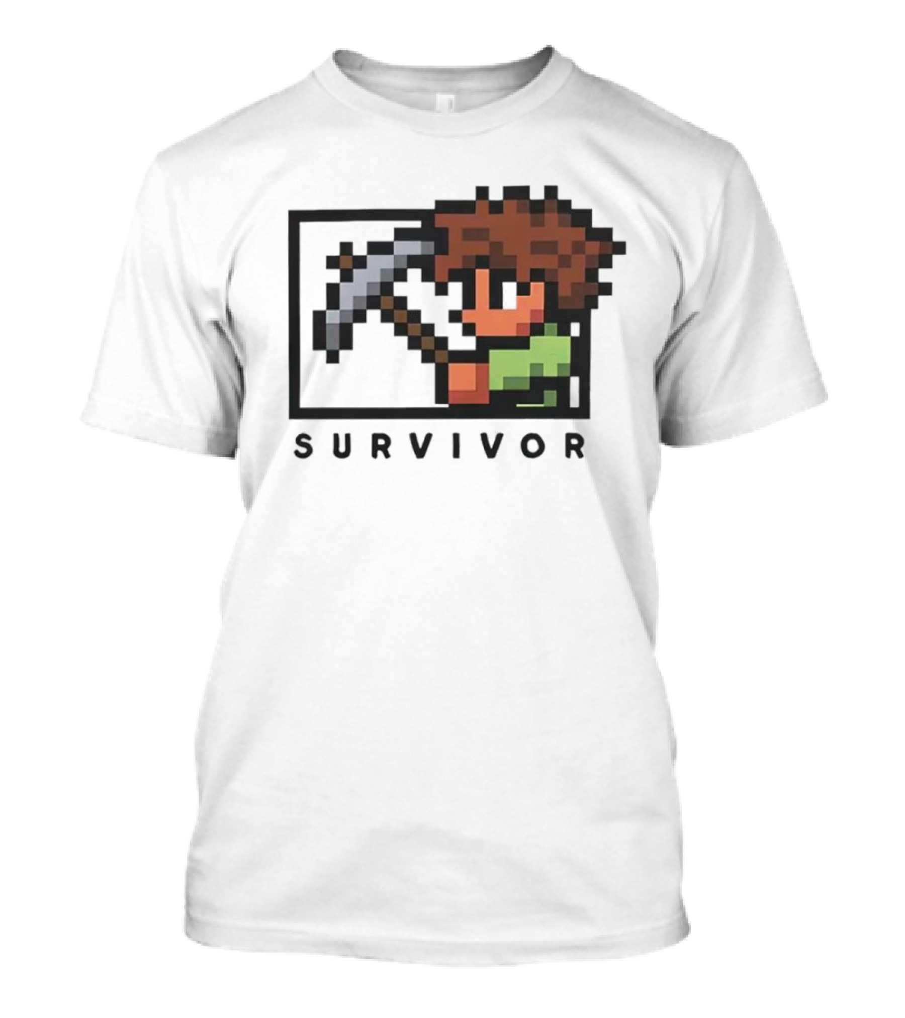 Terraria Survivor Pixel Art Character With Pickaxe T-Shirt