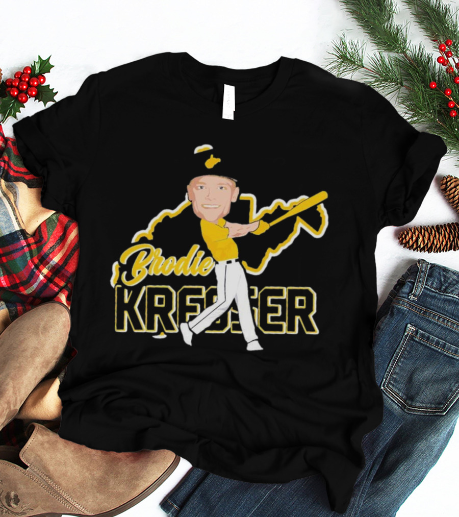 Brodie Kresser Caricature Signature Baseball Player With Bat And Outline T-Shirt