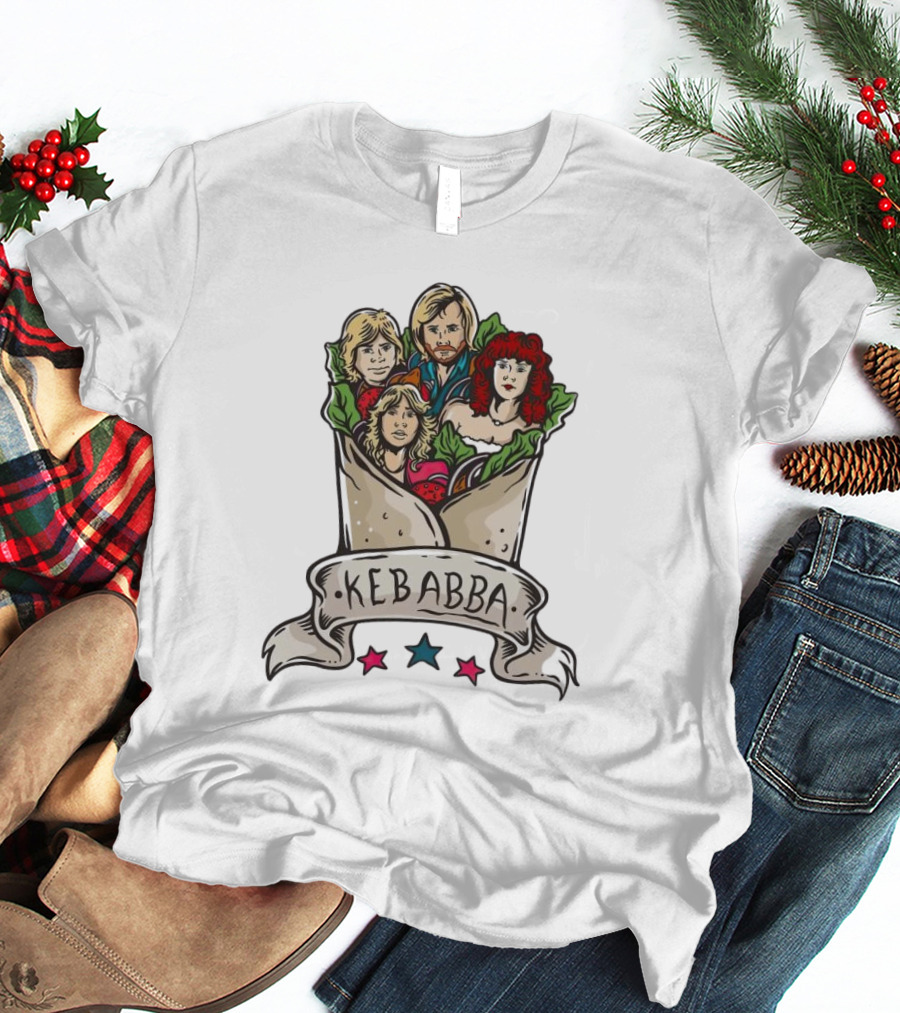 Kebabba Kebab 70s Style Characters In Wrap With Stars T-Shirt