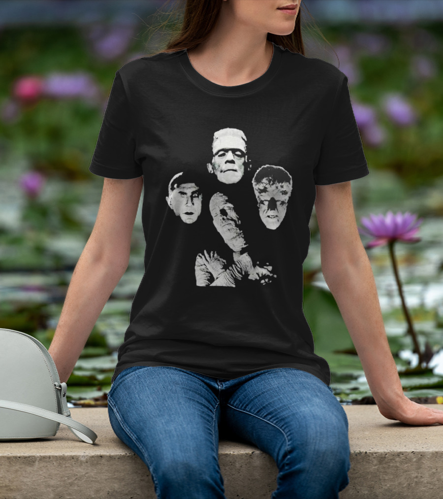 Rock Rebel Monster Dracula Frankenstein Mummy Wolfman Horror Band T-Shirt