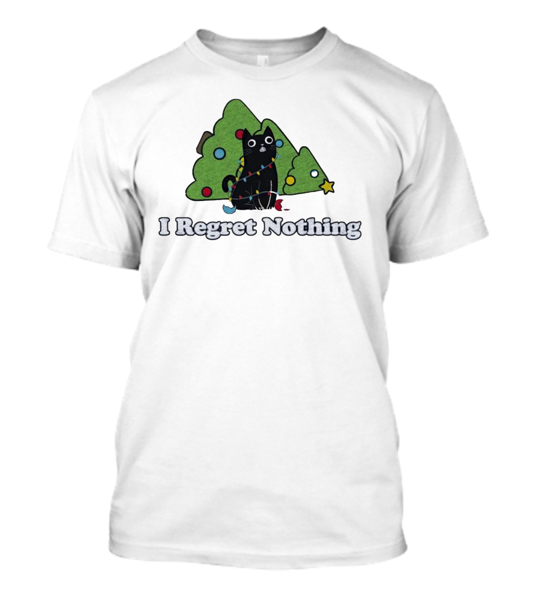 I Regret Nothing Black Cat Christmas Trees T-Shirt