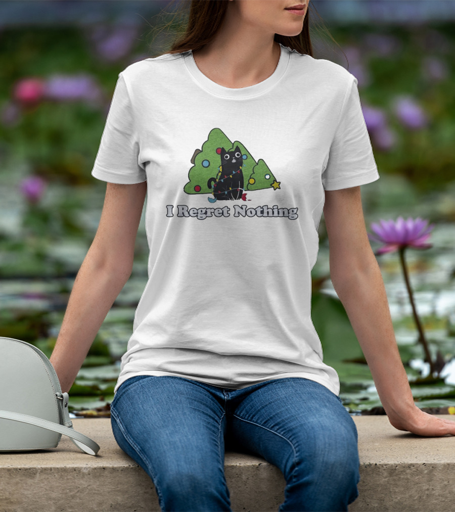 I Regret Nothing Black Cat Christmas Trees T-Shirt
