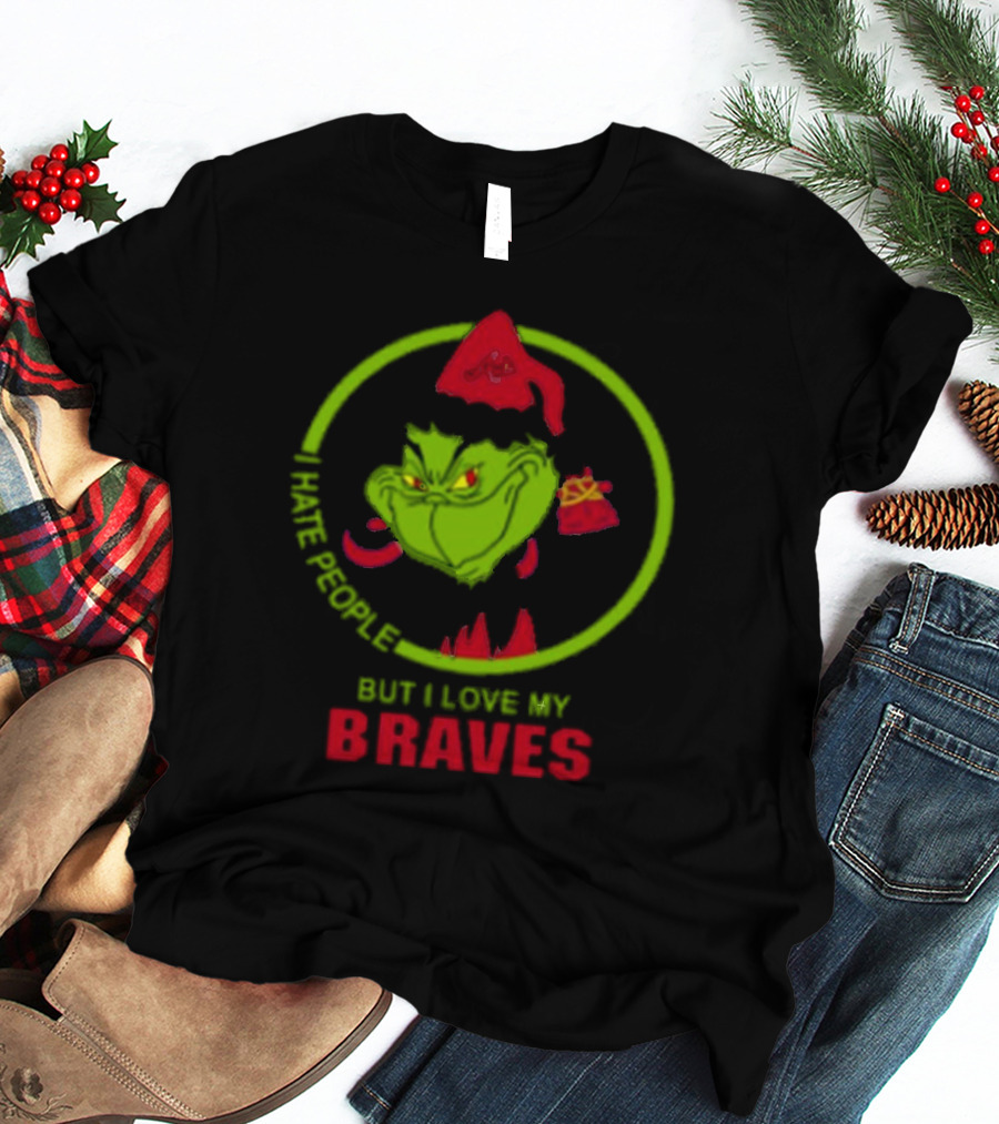 I Hate People But I Love My Braves Atlanta MLB Christmas Grinch T-Shirt
