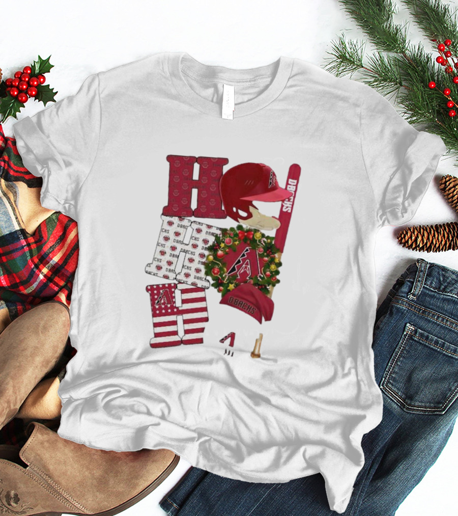 Arizona Diamondbacks D-Backs Ho Ho Ho Merry Christmas Holiday Baseball T-Shirt