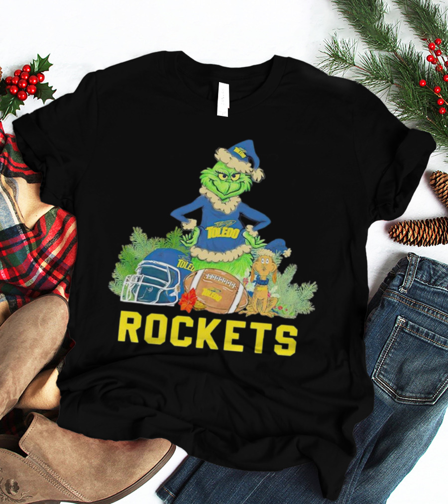 Grinch Toledo Rockets Christmas Football Festive Spirit T-Shirt