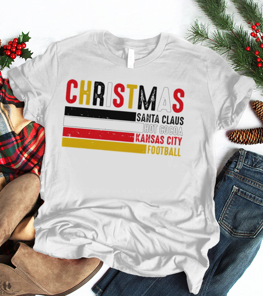 Christmas Santa Claus Hot Cocoa Kansas City Football T-Shirt