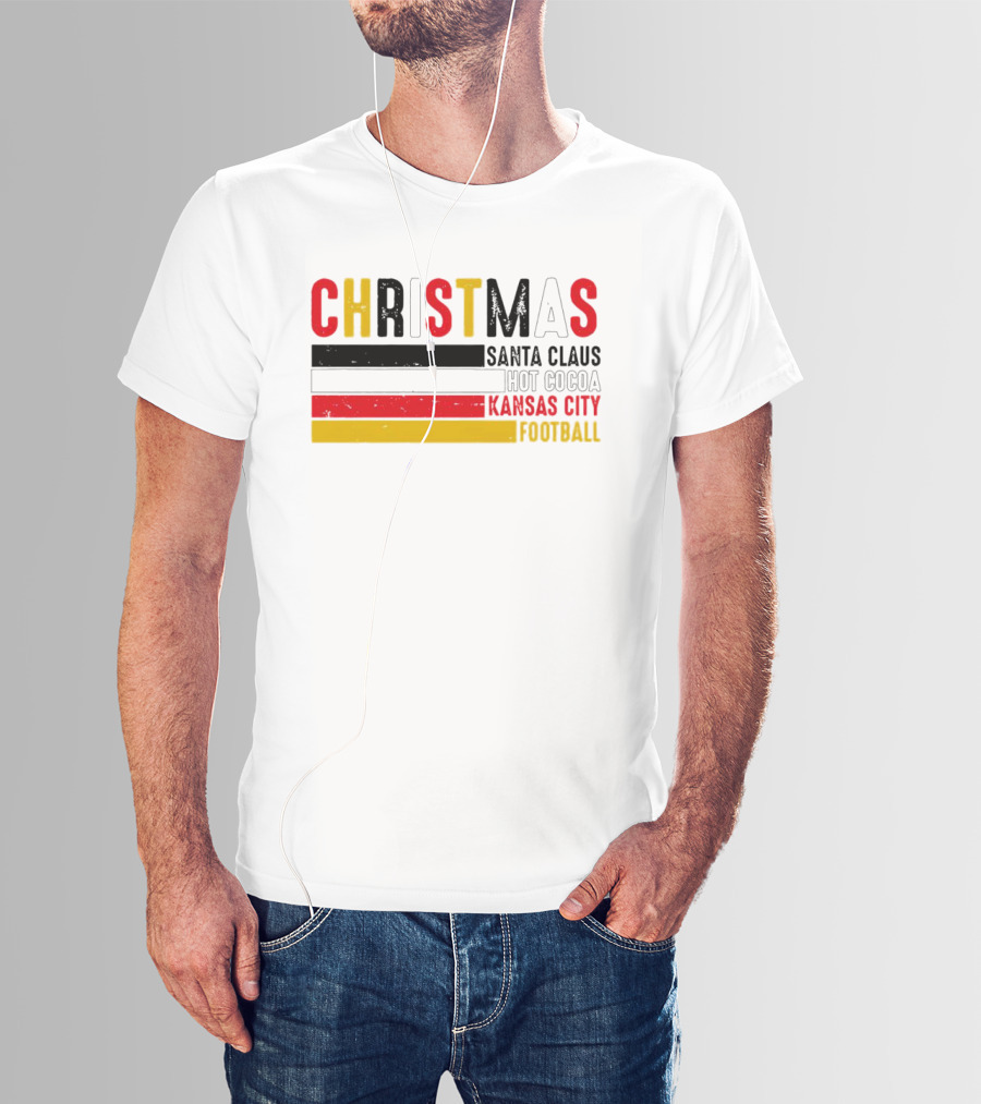 Christmas Santa Claus Hot Cocoa Kansas City Football T-Shirt
