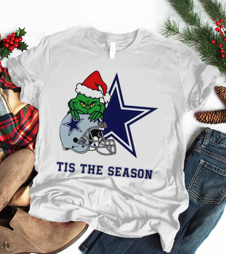 Santa Grinch Dallas Cowboys Tis The Season Christmas T-Shirt