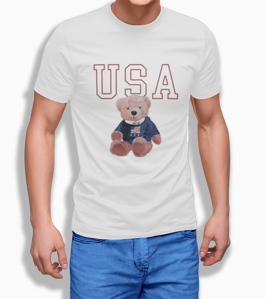 USA Patriotic Bear Plush with American Flag T-Shirt
