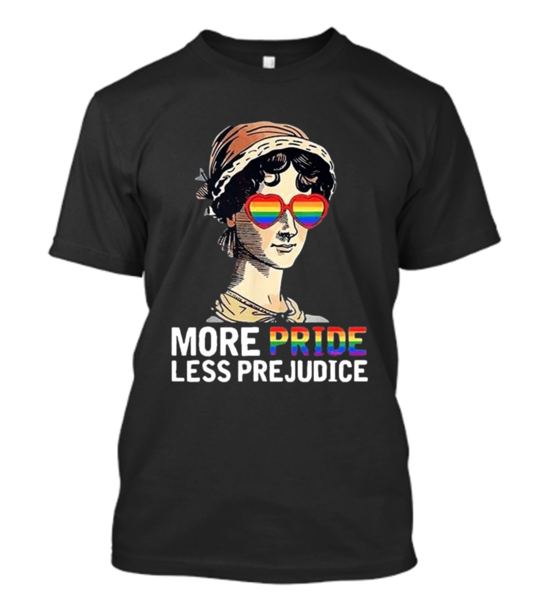 More Pride Less Prejudice Rainbow Heart Glasses T-Shirt