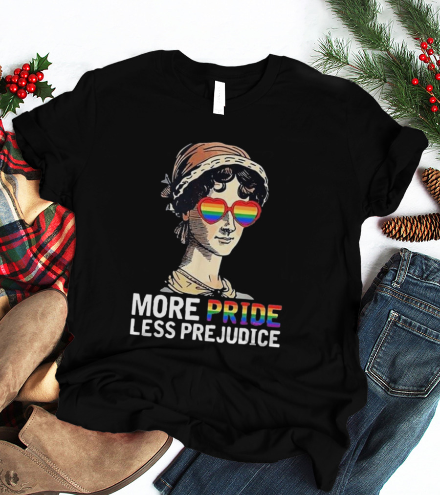 More Pride Less Prejudice Rainbow Heart Glasses T-Shirt