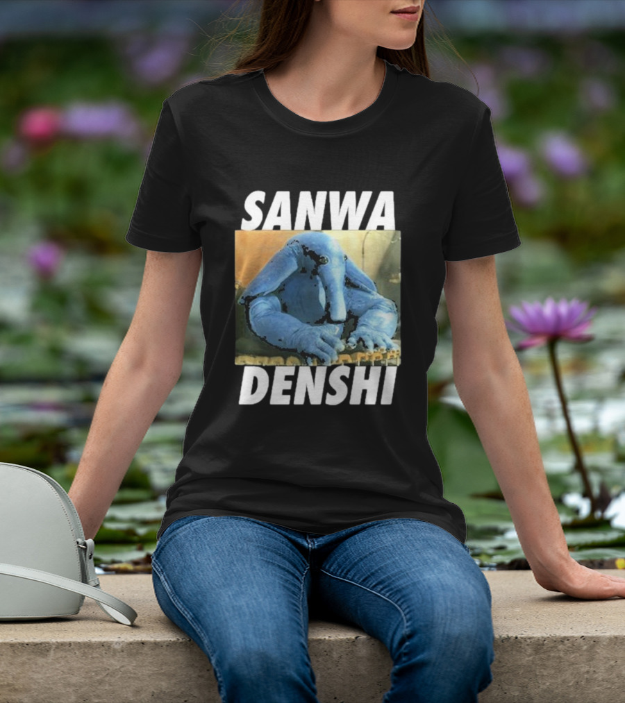 SANWA DENSHI Blue Elephant Playing Keyboards T-Shirt