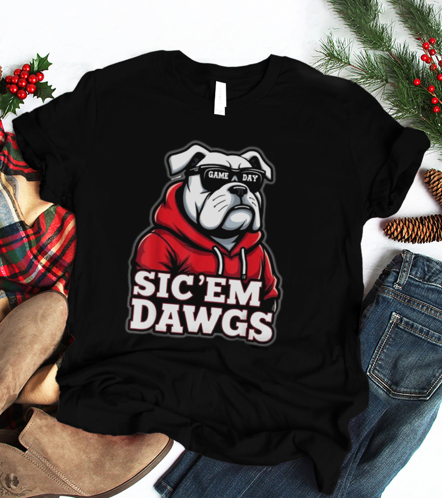 Sic'Em Dawgs Game Day Bulldogs Football Spirit Vintage T-Shirt