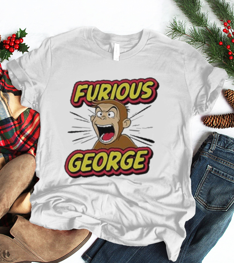 Furious George Monkey Shouting With Bold Comic T-Shirt