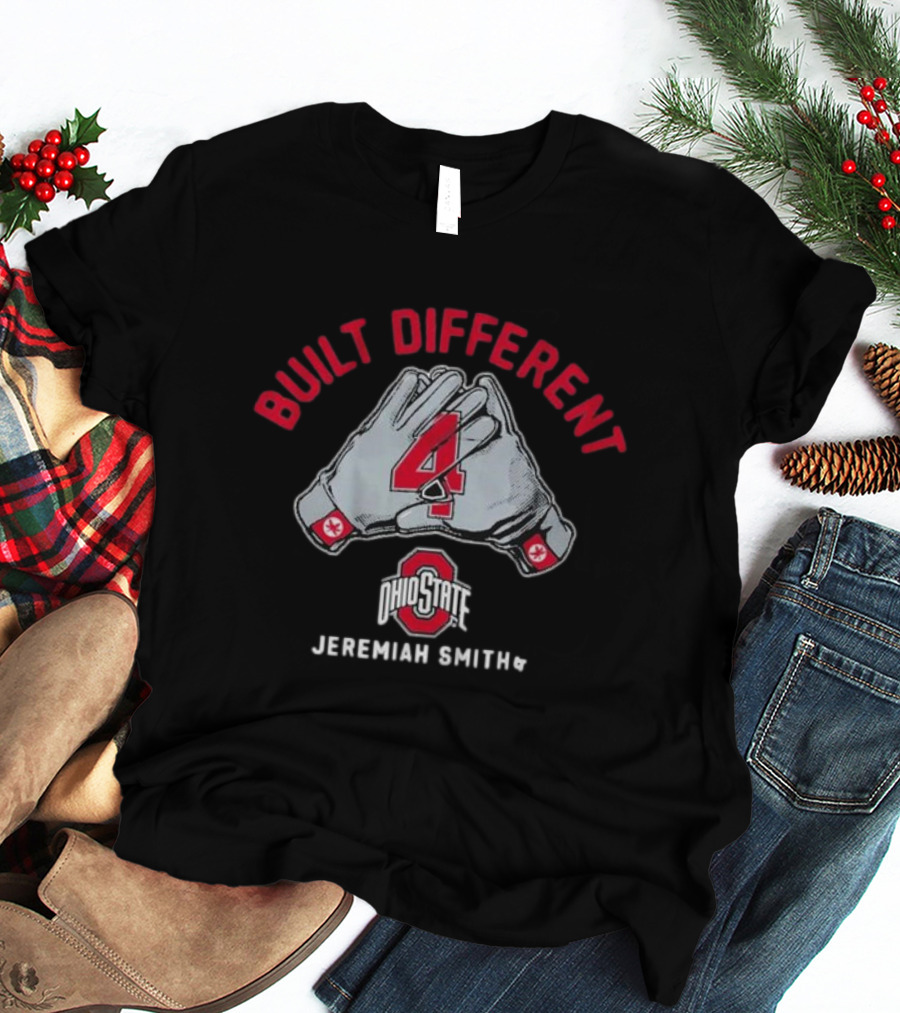 Ohio State Football Jeremiah Smith Built Different 4 Gloves T-Shirt