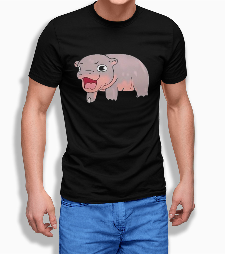 Moo Deng Baby Hippo Hippopotamus Cute Cartoon Character T-Shirt