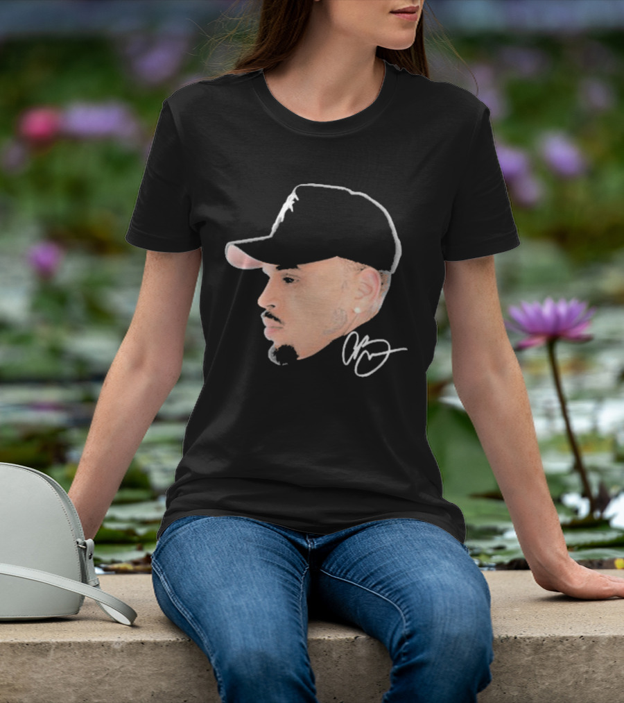 20 Years Of Chris Brown Big Head Signature Cap Profile T-Shirt