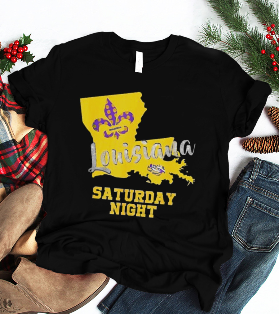 Louisiana Saturday Night LSU Tigers Fleur De Lis T-Shirt