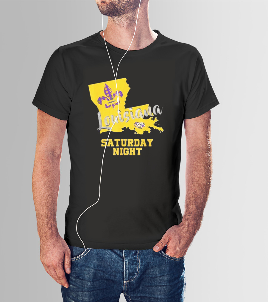Louisiana Saturday Night LSU Tigers Fleur De Lis T-Shirt