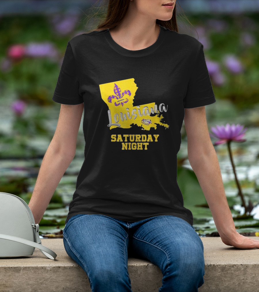 Louisiana Saturday Night LSU Tigers Fleur De Lis T-Shirt
