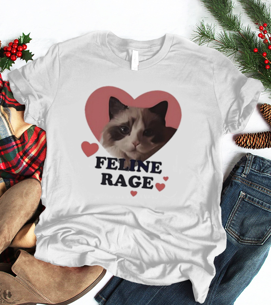 Feline Rage Heart Love Cat T-Shirt