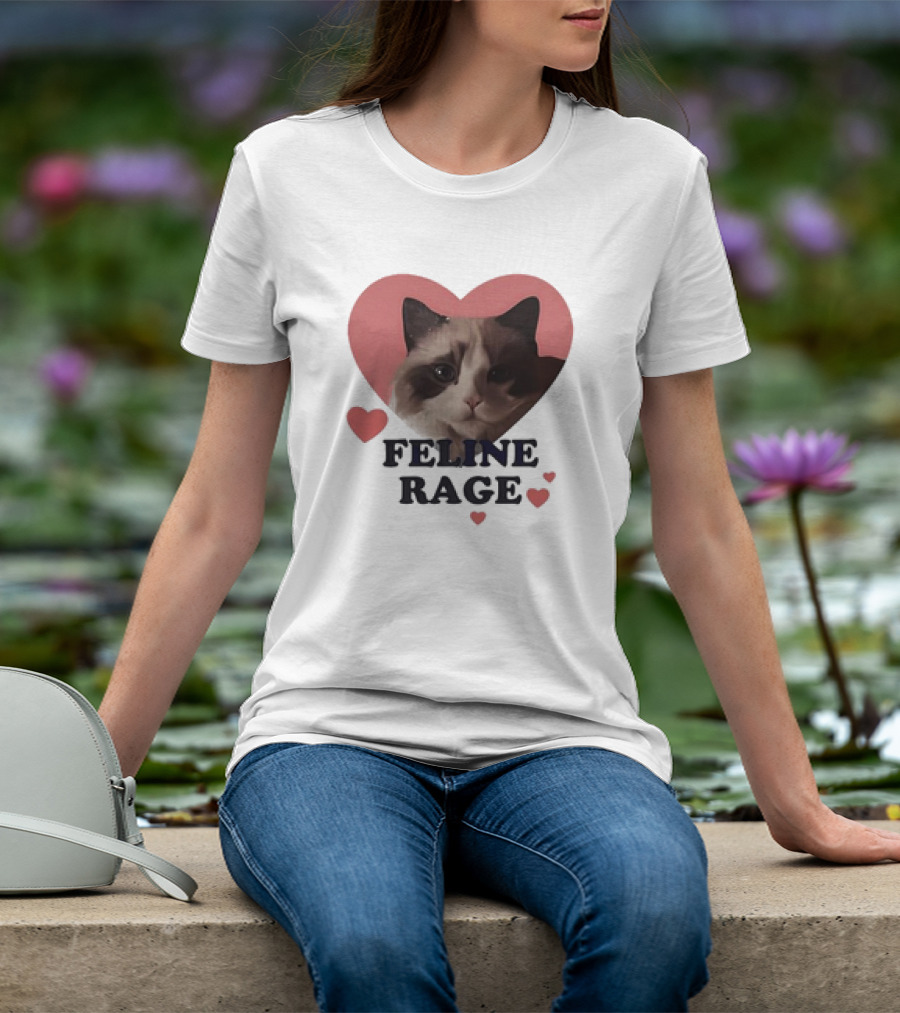 Feline Rage Heart Love Cat T-Shirt