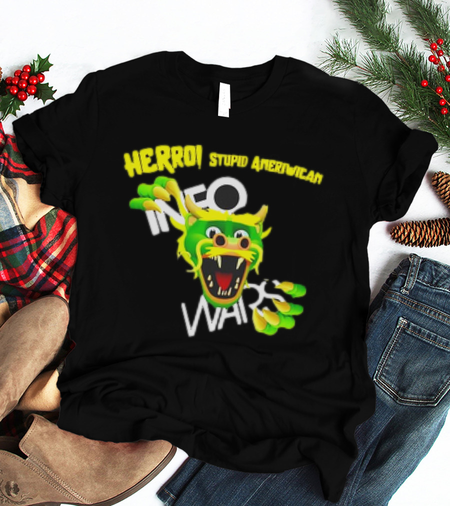 HERROI Stupid American INFO WARS Dragon Face T-Shirt