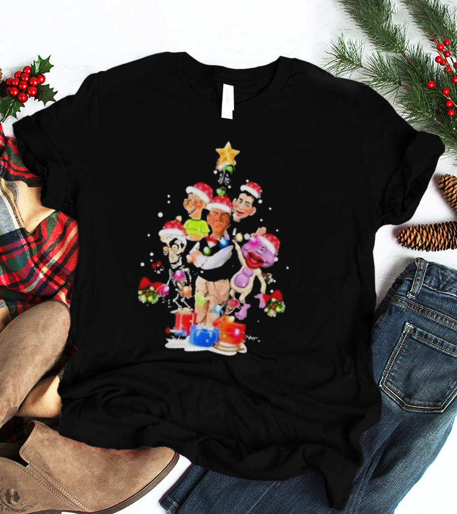 Jeff Dunham Christmas Tree With Characters And Star Holiday T-Shirt
