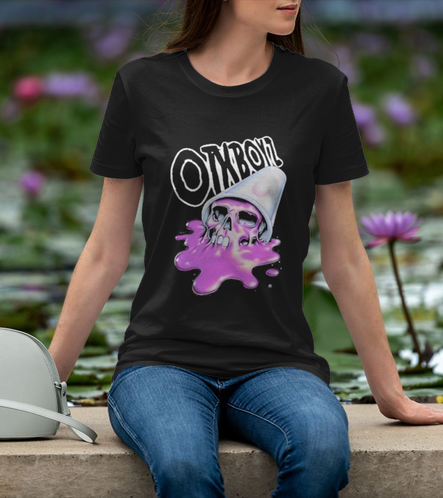 OTXBOYZ Purple Skull Overflowing With Oil Spill Aesthetic T-Shirt