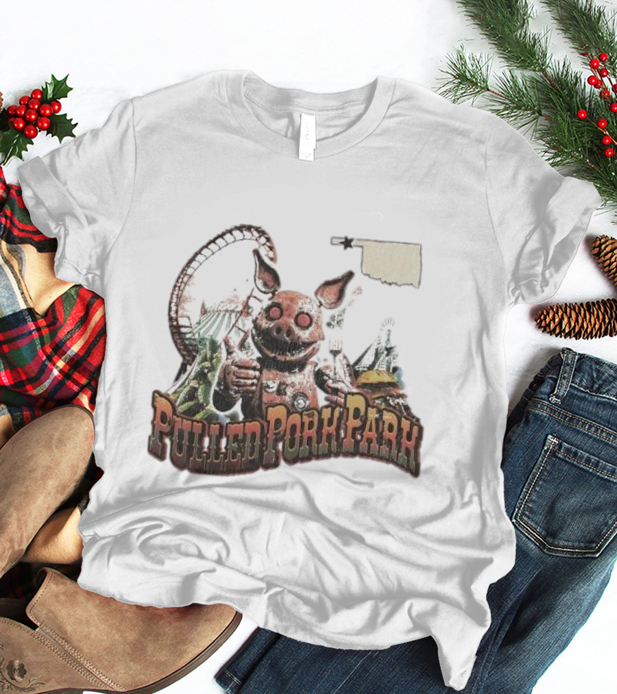 Pulled Pork Park Hivemind Roller Coaster Oklahoma Pig Carnival T-Shirt