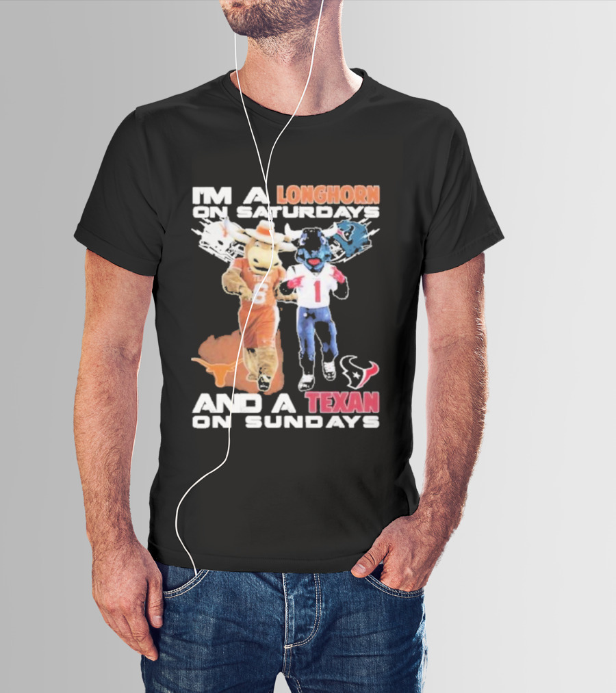 Longhorn On Saturdays Texan On Sundays Football Fan T-Shirt