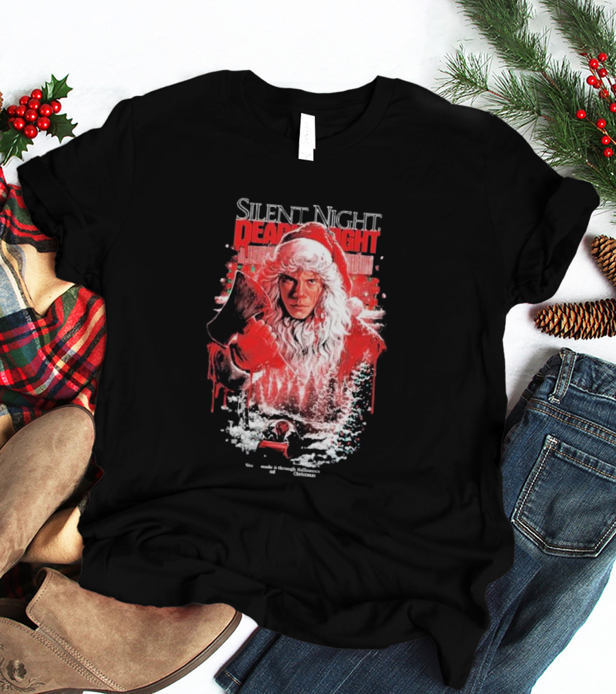 Silent Night Deadly Night Santa's Slay With Axe In Creepy Christmas Scene T-Shirt