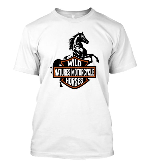 Wild Natures Motorcycle Horses Hang Over Gang Iconic Wild Horse Badge Motif T-Shirt