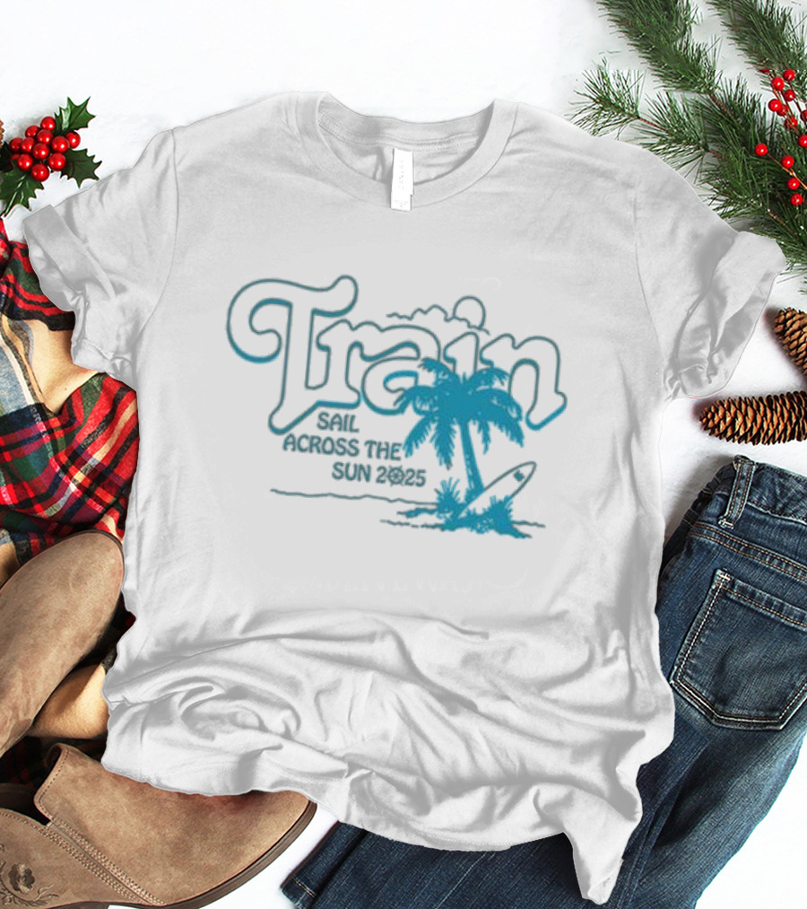 Train Sail Across The Sun 2025 Palm Surfboard T-Shirt