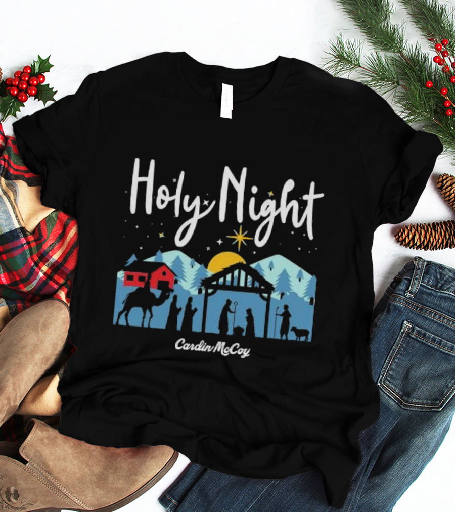 Holy Night Cardin McCoy Nativity Scene Christmas T-Shirt