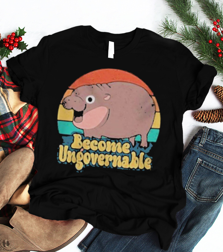 Become Ungovernable Baby Hippo Retro Circles T-Shirt