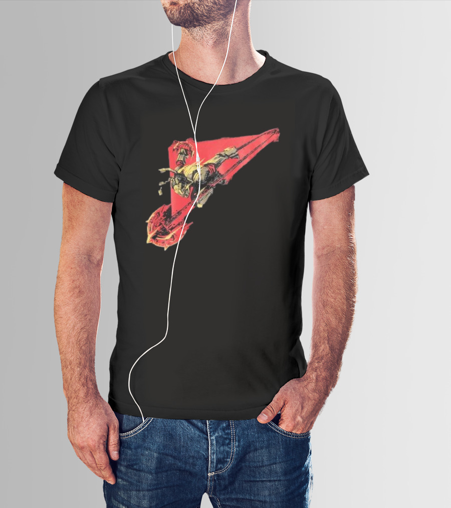 Arcane Ambessa Warrior Riding Battle Axe On Red Triangular Path T-Shirt