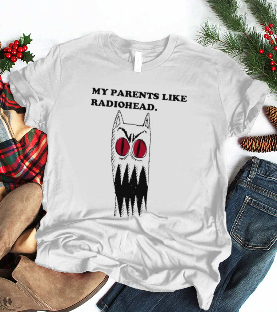 MY PARENTS LIKE RADIOHEAD Red Eyed Monster Drawing T-Shirt
