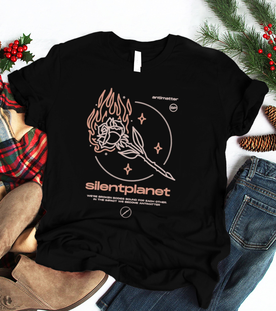 Silent Planet Antimatter Flaming Rose And Stars T-Shirt