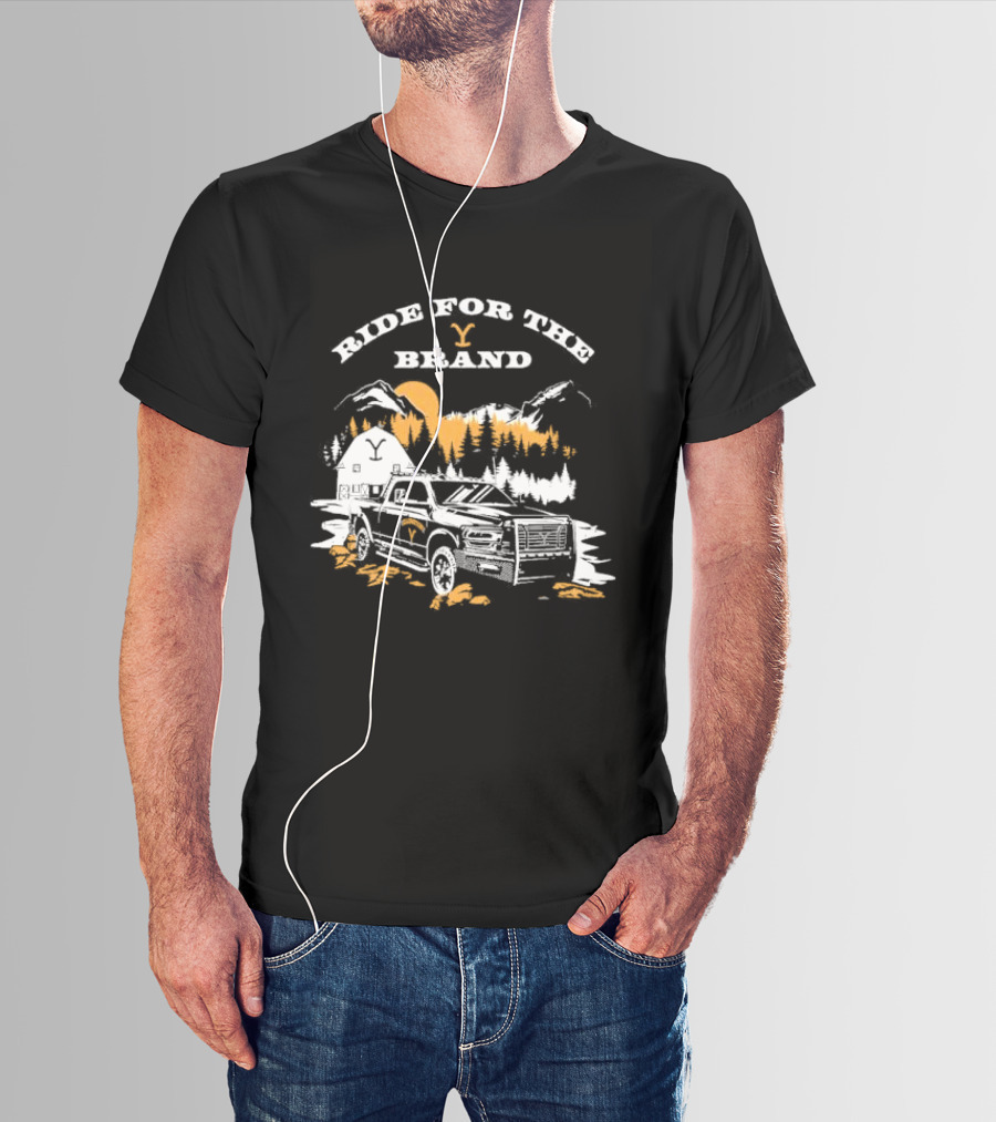 Ride For The Brand Yellowstone Truck Mountains Forest Cabin T-Shirt