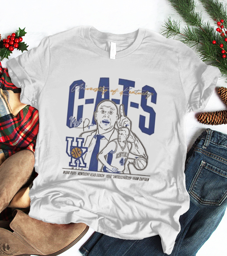 University Of Kentucky Wildcats Basketball Mark Pope Head Coach 1996 Untouchables Team Captain CATS T-Shirt