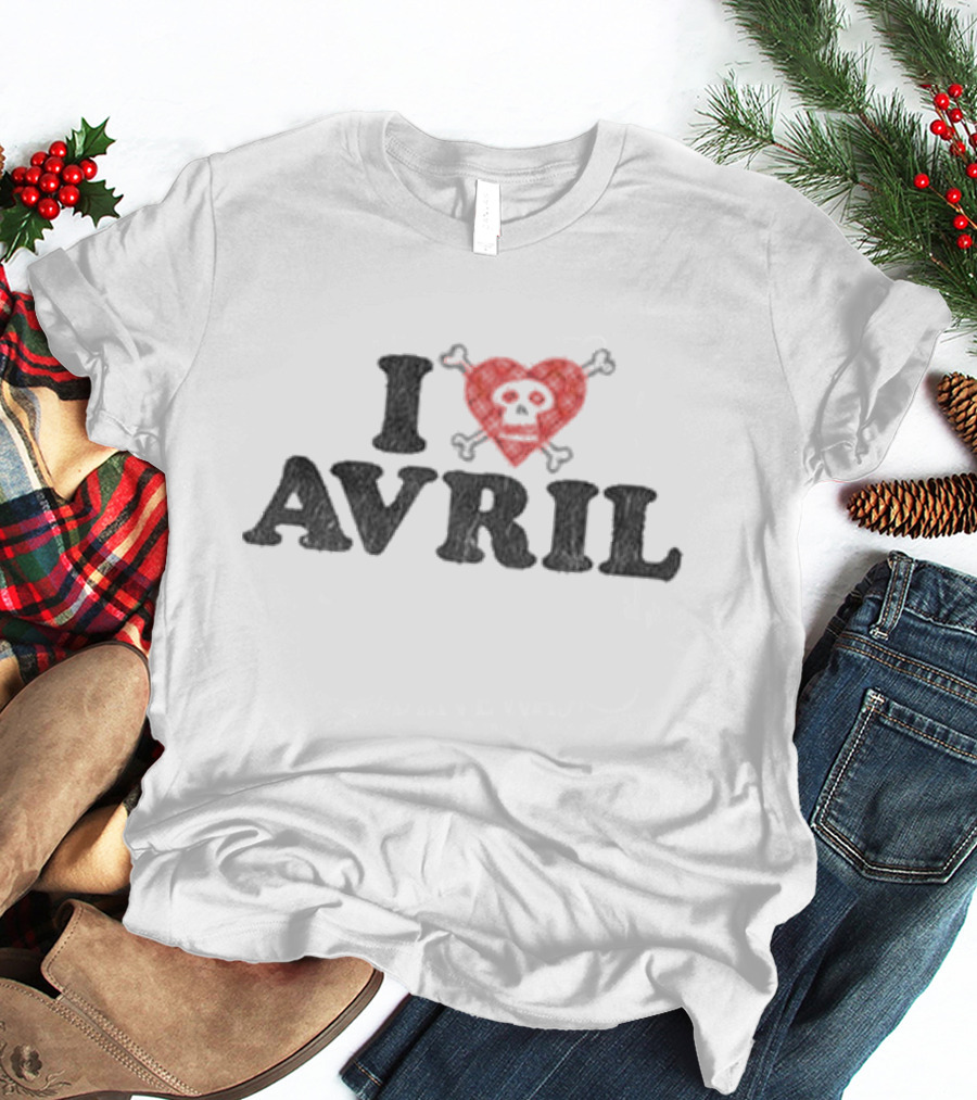 I Heart Avril Skull Red Checkered Punk T-Shirt