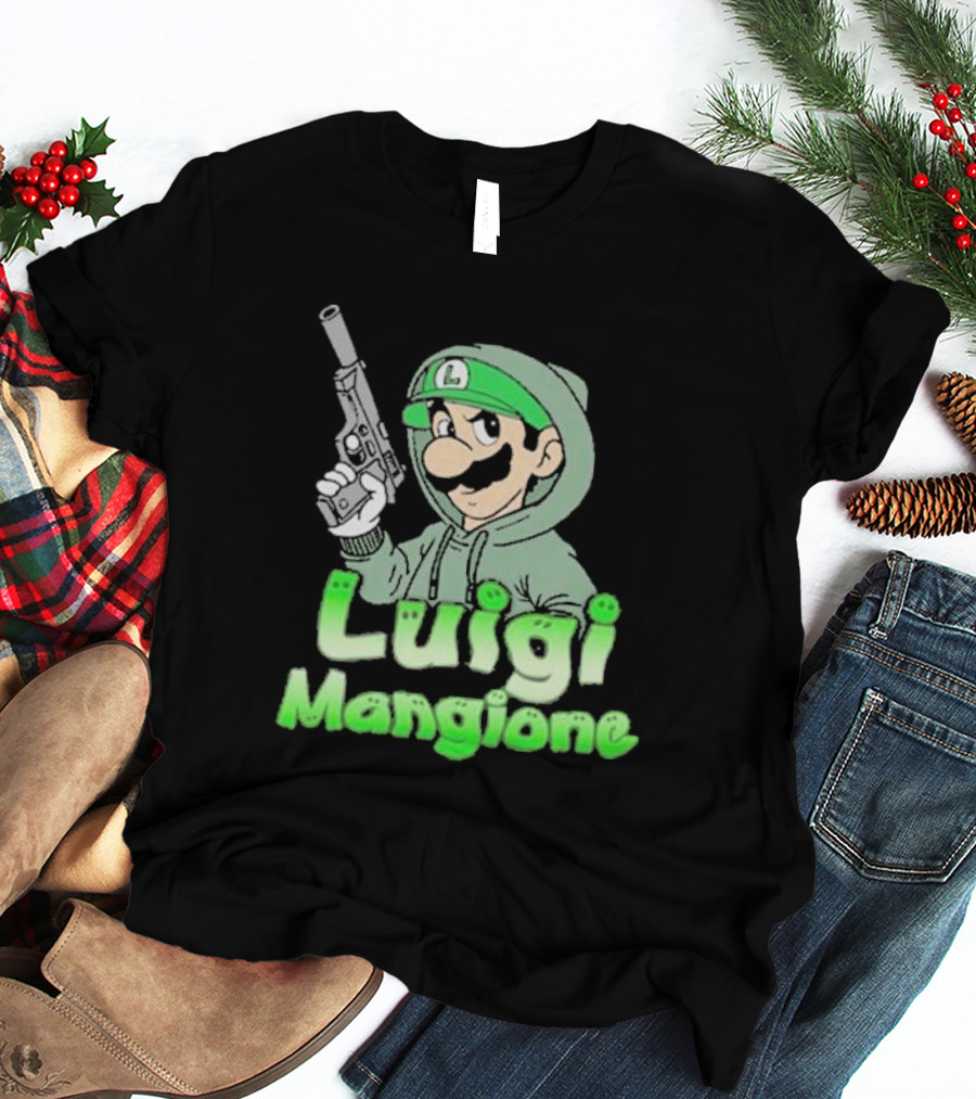 Luigi Mangione Hoodie Gun Character Mashup T-Shirt