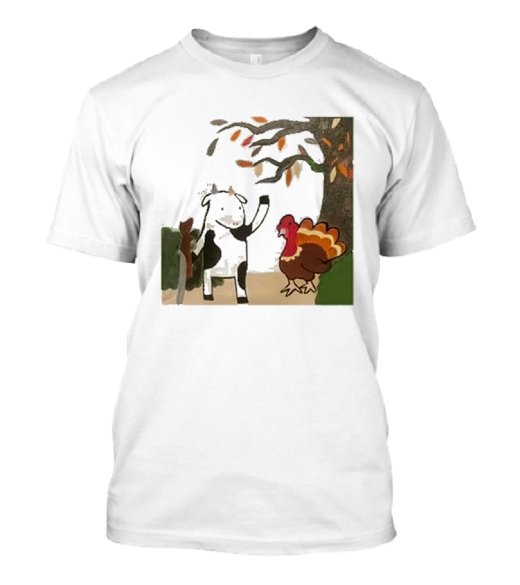 Leanbeefpatty Turkey Time Cow Under Autumn Tree T-Shirt