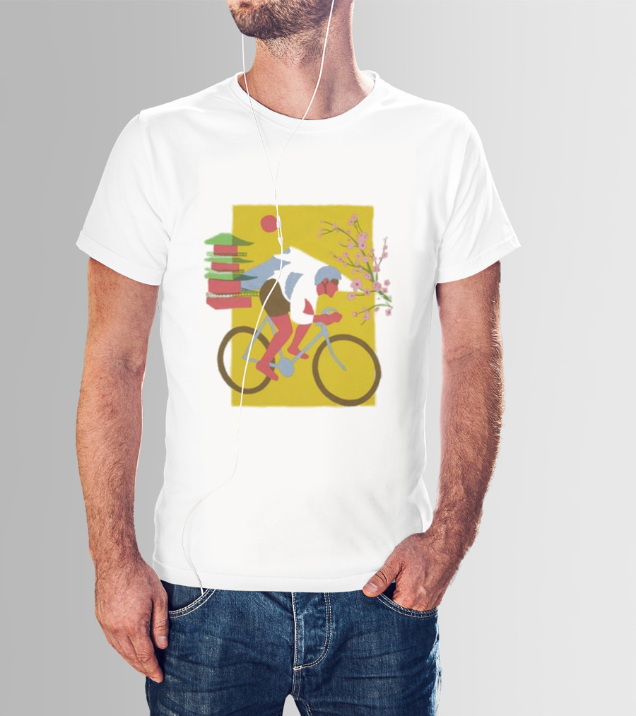 Cdawgva Cycling Pagoda Sakura Japan T-Shirt