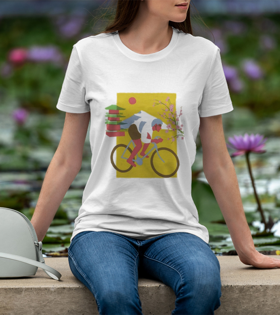 Cdawgva Cycling Pagoda Sakura Japan T-Shirt