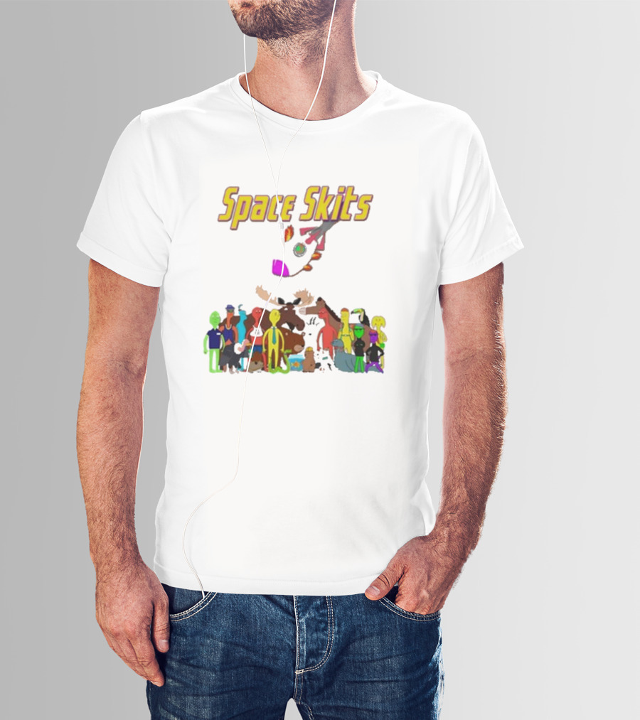 Space Skits Cartoon Characters And Whimsical Alien Crew T-Shirt