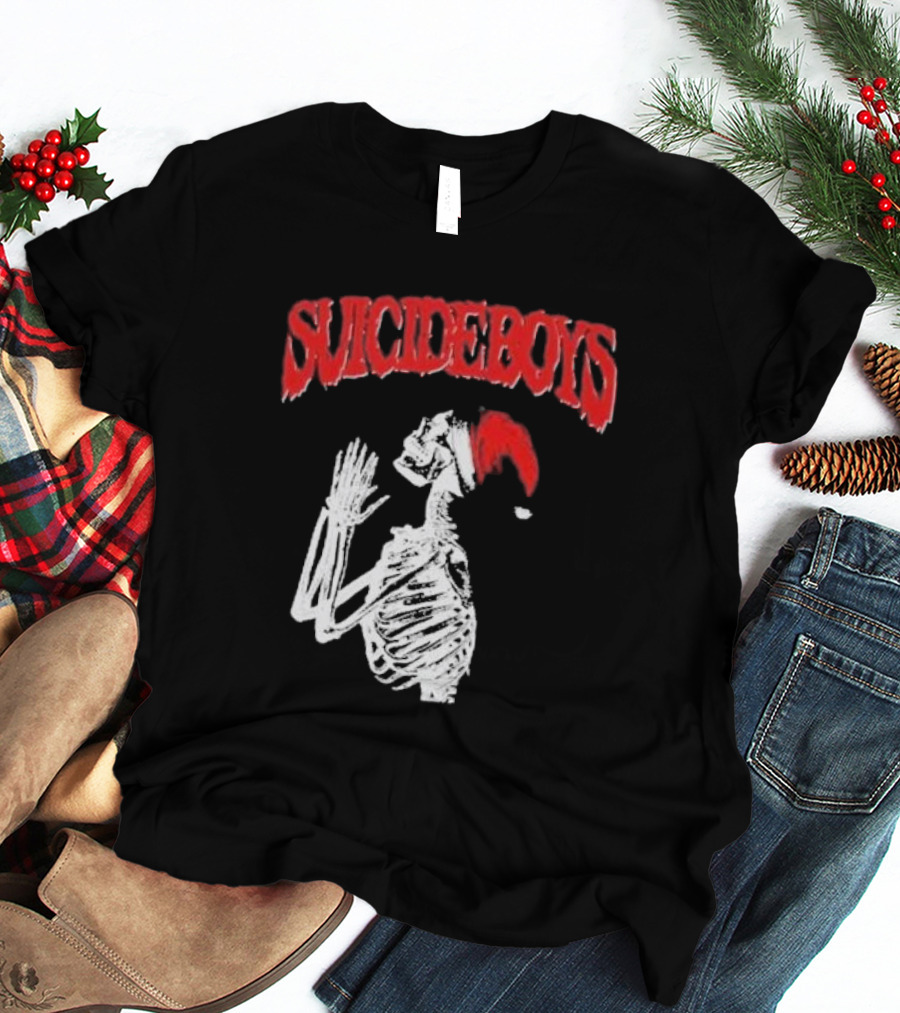 SUICIDEBOYS Skeleton Santa Hat T-Shirt