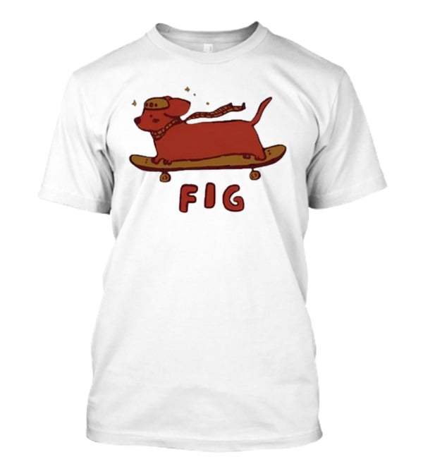 FIG Woof Skateboarding Dog With Hat And Scarf T-Shirt